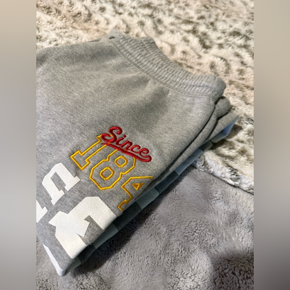 Gray Sweatshirt with Red and Yellow Embroidery Queen’s University